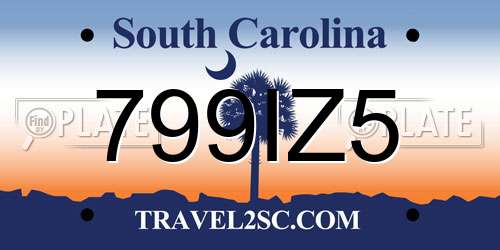 799IZ5 South Carolina License Plate