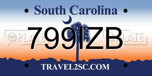 799IZB South Carolina License Plate