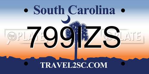 799IZS South Carolina License Plate