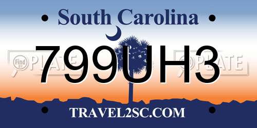 799UH3 South Carolina License Plate