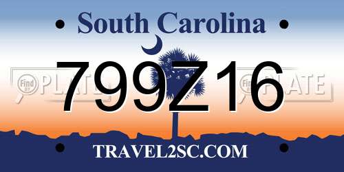 799Z16 South Carolina License Plate