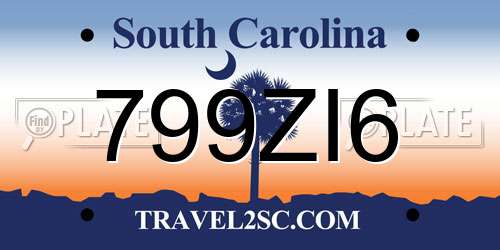 799ZI6 South Carolina License Plate