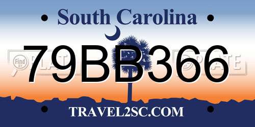 79BB366 South Carolina License Plate