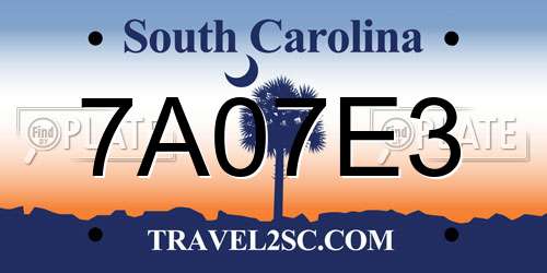 7A07E3 South Carolina License Plate