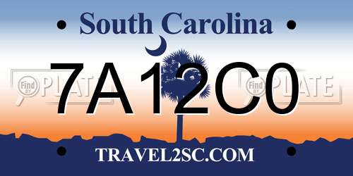 7A12C0 South Carolina License Plate