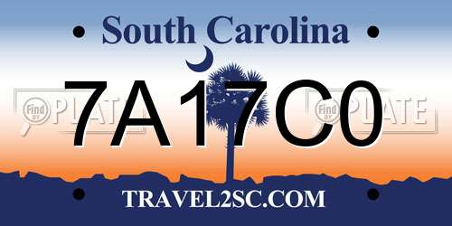 7A17C0 South Carolina License Plate