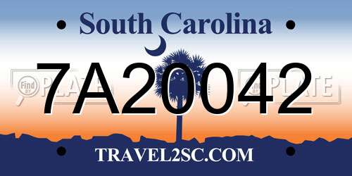 7A20042 South Carolina License Plate