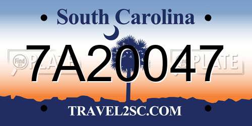 7A20047 South Carolina License Plate