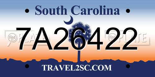 7A26422 South Carolina License Plate