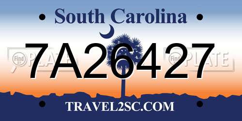 7A26427 South Carolina License Plate