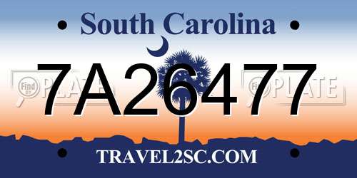 7A26477 South Carolina License Plate