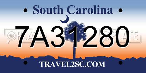 7A31280 South Carolina License Plate