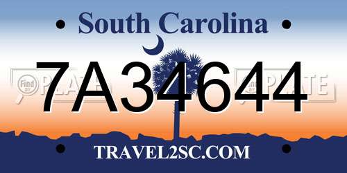 7A34644 South Carolina License Plate