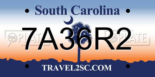7A36R2 South Carolina License Plate