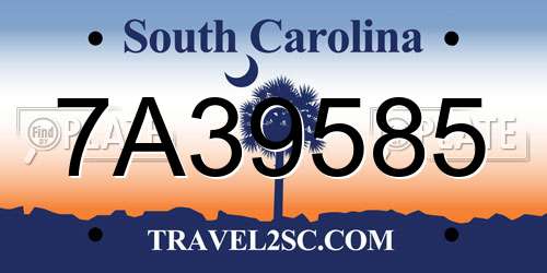 7A39585 South Carolina License Plate