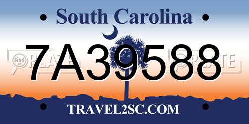 7A39588 South Carolina License Plate