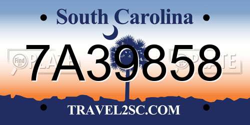 7A39858 South Carolina License Plate
