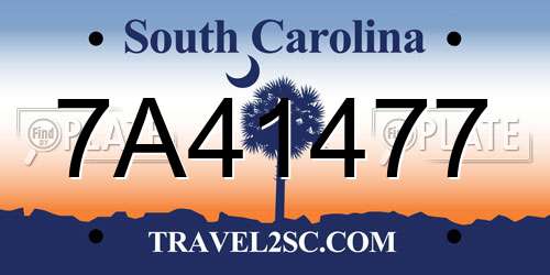 7A41477 South Carolina License Plate