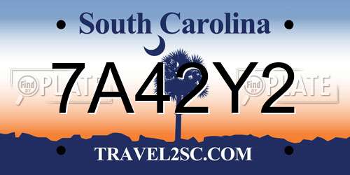 7A42Y2 South Carolina License Plate
