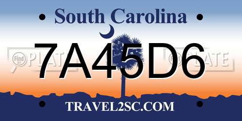 7A45D6 South Carolina License Plate
