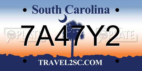 7A47Y2 South Carolina License Plate