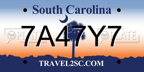 7A47Y7 South Carolina License Plate