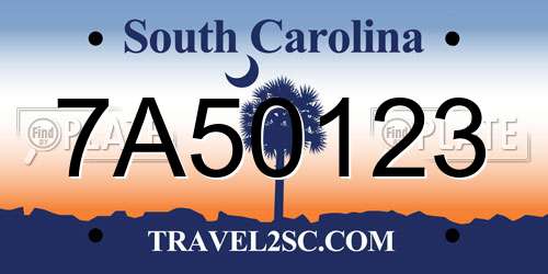 7A50123 South Carolina License Plate
