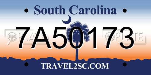 7A50173 South Carolina License Plate