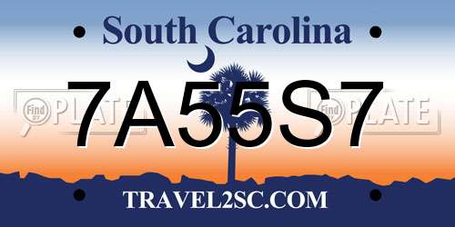 7A55S7 South Carolina License Plate