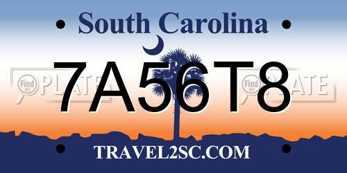 7A56T8 South Carolina License Plate
