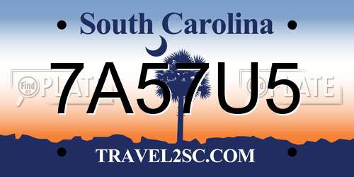 7A57U5 South Carolina License Plate