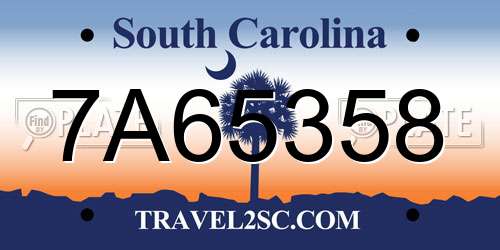 7A65358 South Carolina License Plate