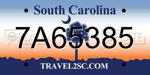 7A65385 South Carolina License Plate