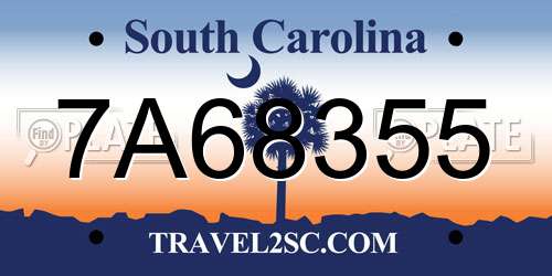 7A68355 South Carolina License Plate
