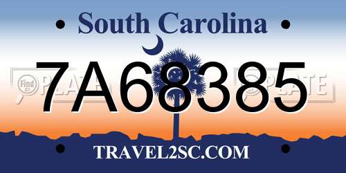 7A68385 South Carolina License Plate