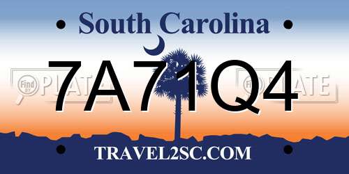 7A71Q4 South Carolina License Plate