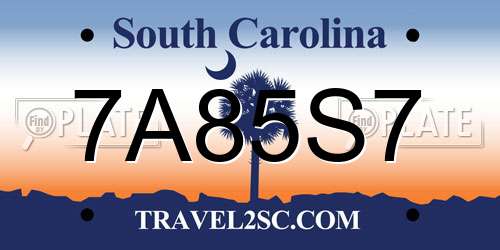 7A85S7 South Carolina License Plate