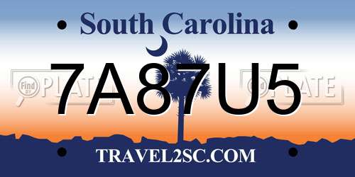 7A87U5 South Carolina License Plate