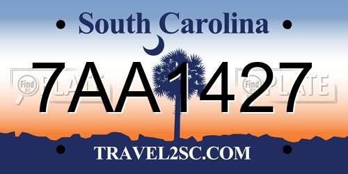 7AA1427 South Carolina License Plate