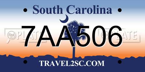 7AA506 South Carolina License Plate