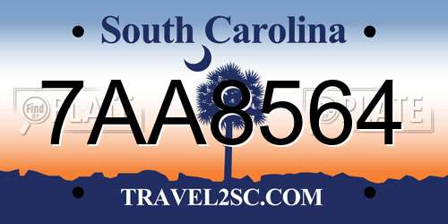 7AA8564 South Carolina License Plate