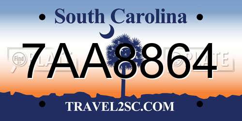 7AA8864 South Carolina License Plate