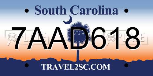 7AAD618 South Carolina License Plate