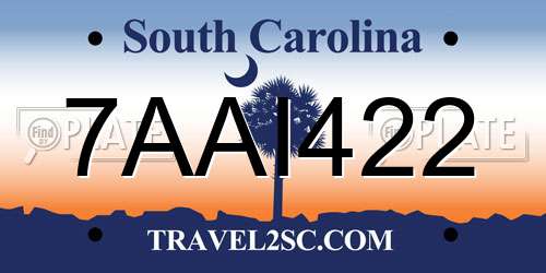 7AAI422 South Carolina License Plate