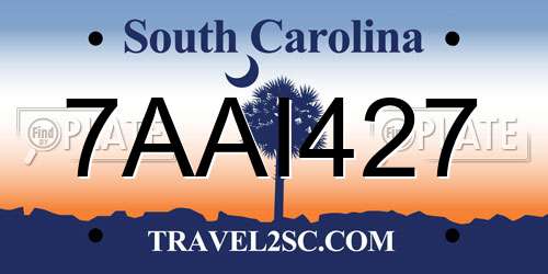 7AAI427 South Carolina License Plate