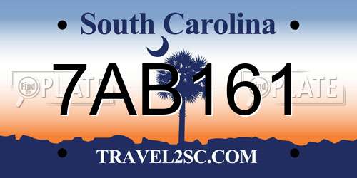 7AB161 South Carolina License Plate