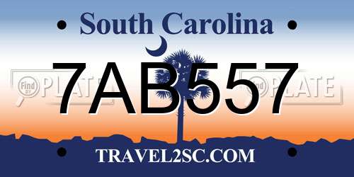 7AB557 South Carolina License Plate