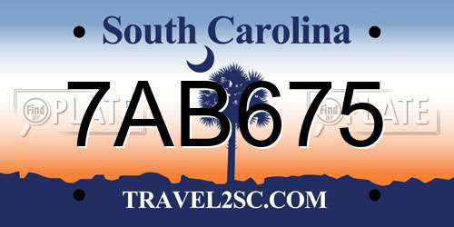 7AB675 South Carolina License Plate