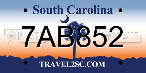 7AB852 South Carolina License Plate