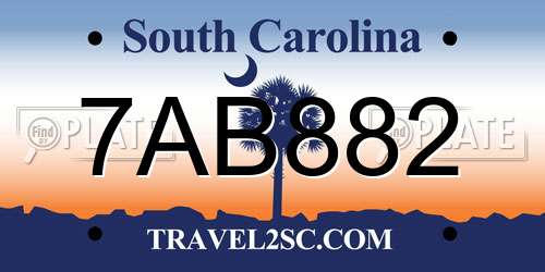 7AB882 South Carolina License Plate